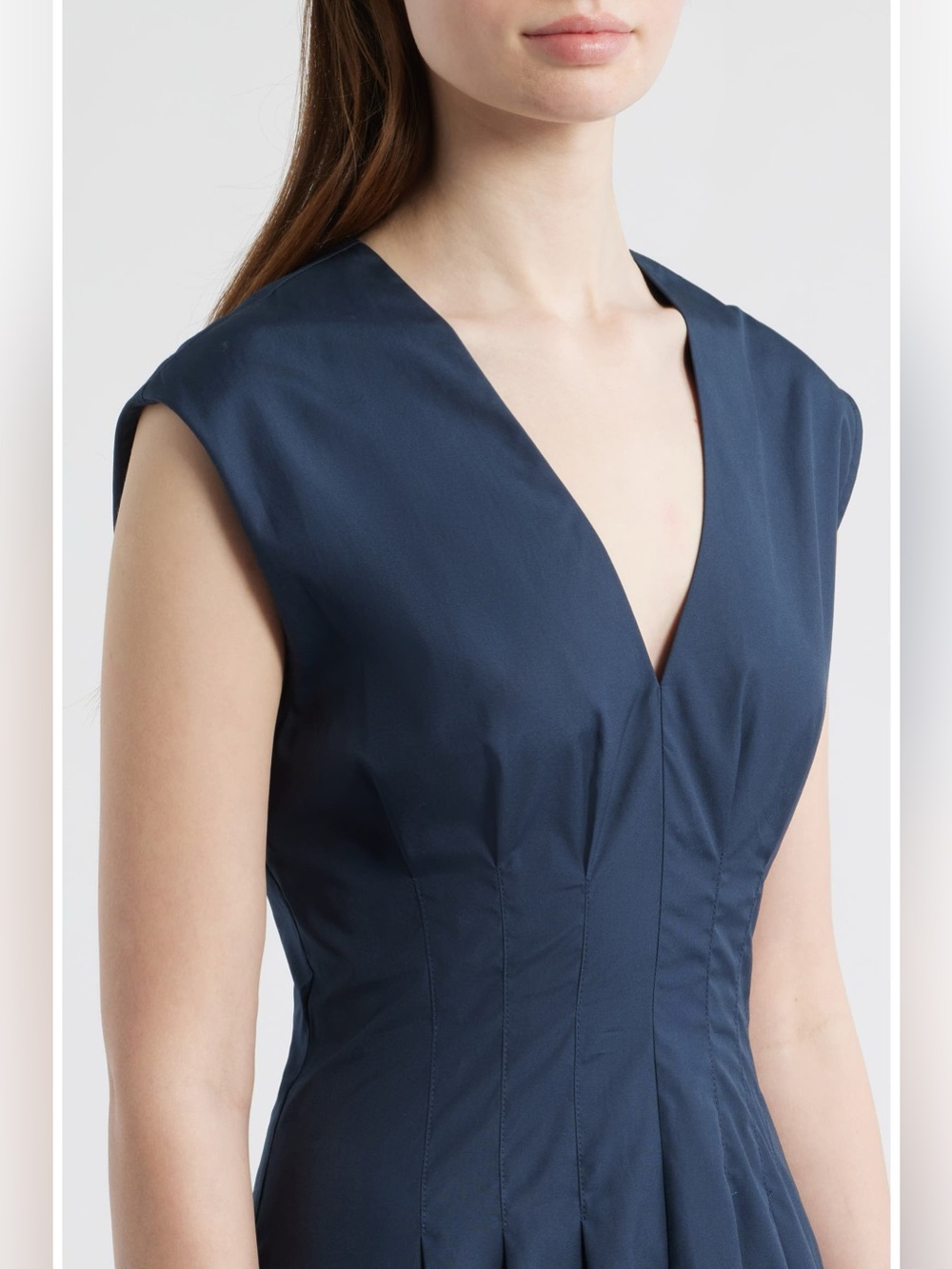 rag & bone Ines Pleated Poplin Maxi Dress Sleeveless Navy Size 8 - Picture 3 of 14